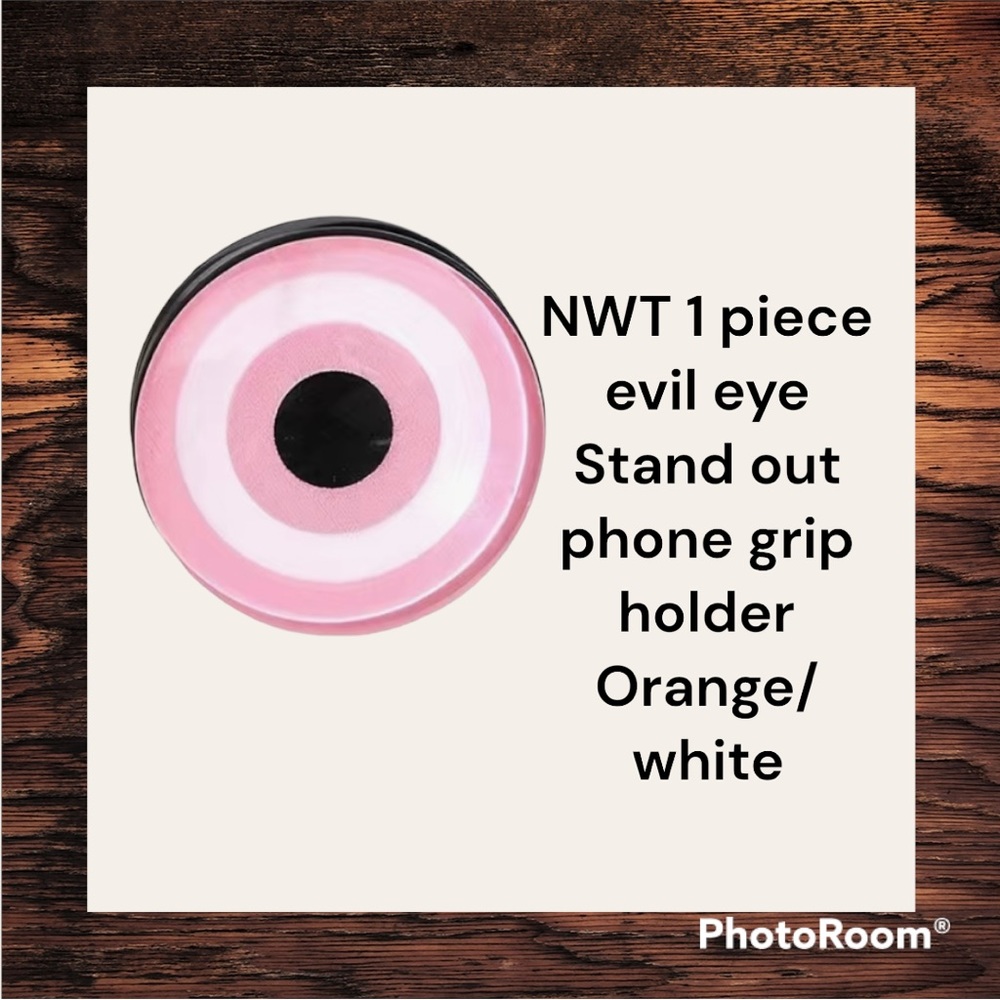 NWT I piece  mobile phone push and pull bracket pink/white devils eye